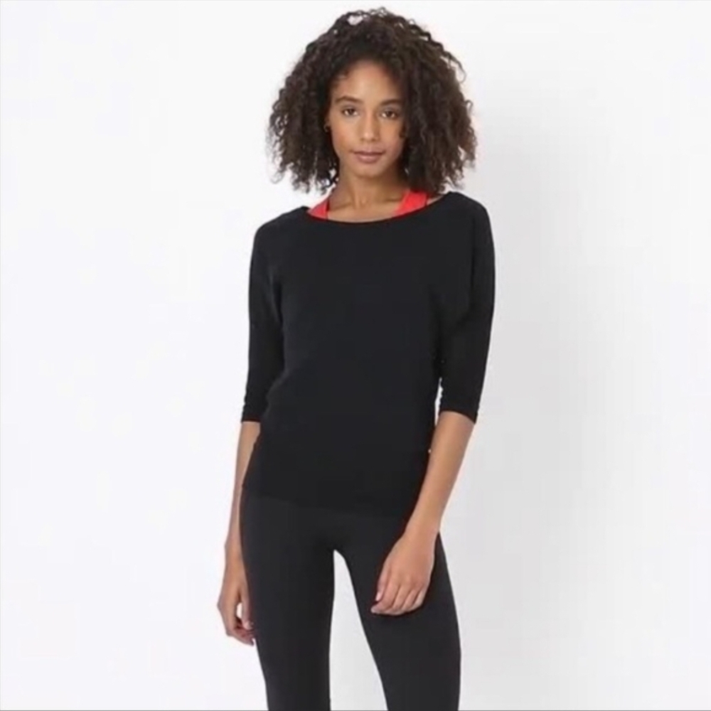 Sweaty Betty, Short Sleeve Dharana Tee, Black, Size Medium